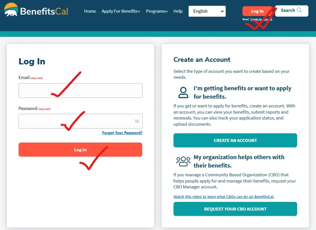 benefitscal login