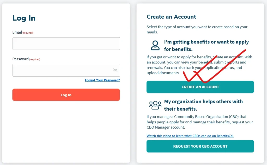 benefitscal create account login